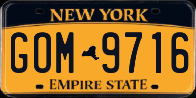 NY license plate GOM9716