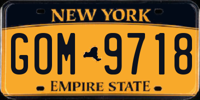 NY license plate GOM9718