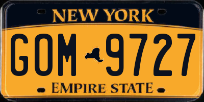 NY license plate GOM9727