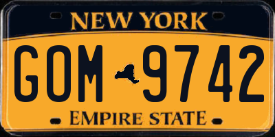 NY license plate GOM9742