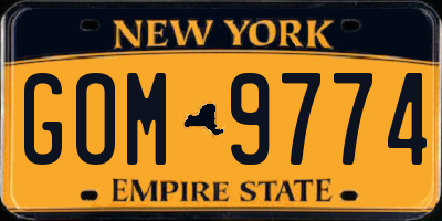 NY license plate GOM9774