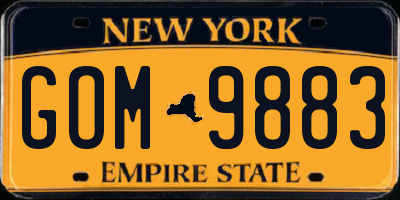 NY license plate GOM9883