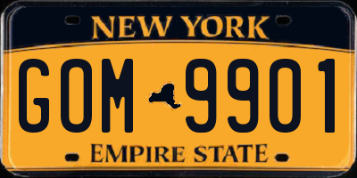 NY license plate GOM9901