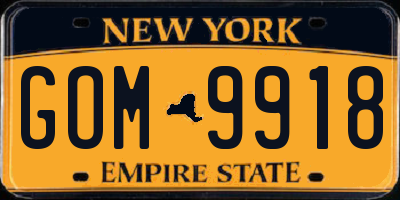 NY license plate GOM9918
