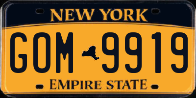 NY license plate GOM9919