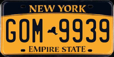 NY license plate GOM9939