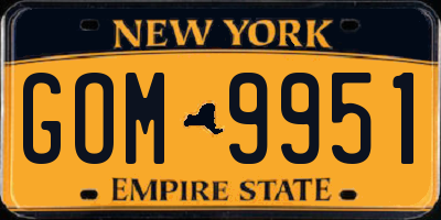 NY license plate GOM9951