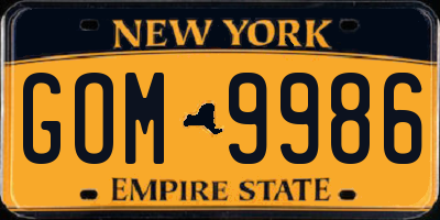 NY license plate GOM9986