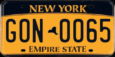 NY license plate GON0065