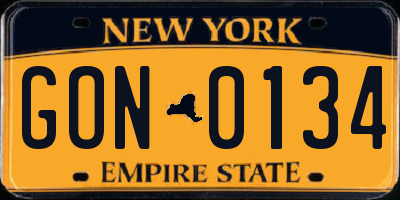 NY license plate GON0134