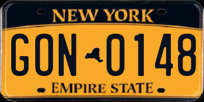 NY license plate GON0148