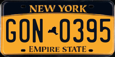 NY license plate GON0395