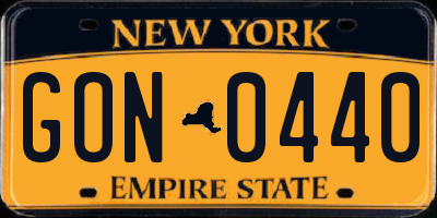 NY license plate GON0440