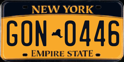 NY license plate GON0446