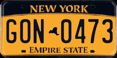 NY license plate GON0473