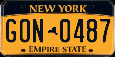 NY license plate GON0487