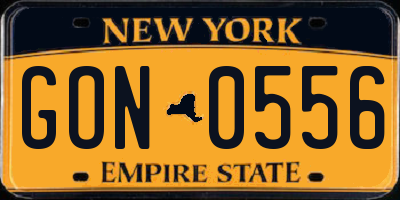 NY license plate GON0556
