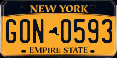 NY license plate GON0593