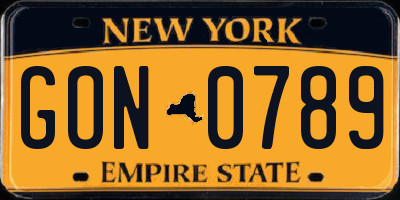 NY license plate GON0789