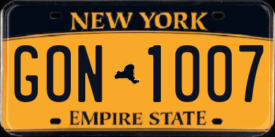 NY license plate GON1007