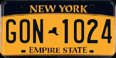 NY license plate GON1024