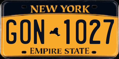 NY license plate GON1027