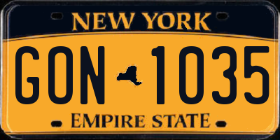NY license plate GON1035