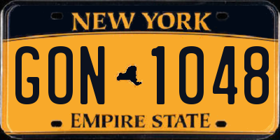 NY license plate GON1048