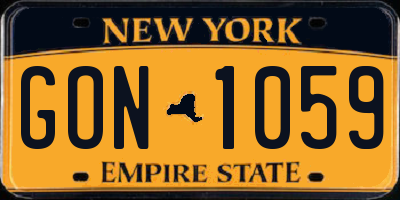NY license plate GON1059