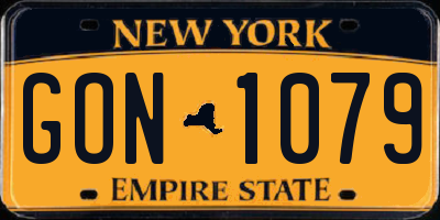 NY license plate GON1079