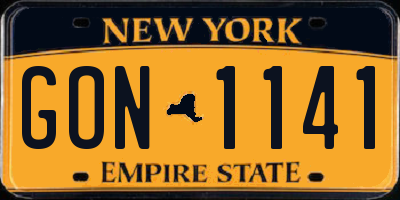 NY license plate GON1141