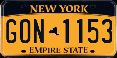 NY license plate GON1153