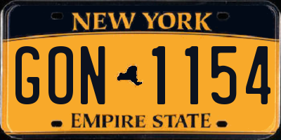 NY license plate GON1154