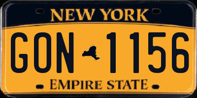 NY license plate GON1156