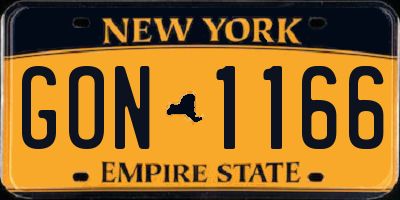 NY license plate GON1166
