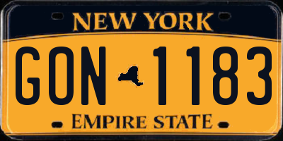 NY license plate GON1183
