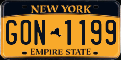NY license plate GON1199