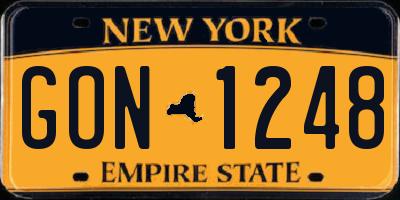 NY license plate GON1248
