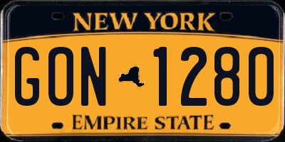 NY license plate GON1280
