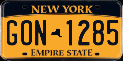 NY license plate GON1285