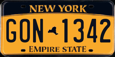 NY license plate GON1342
