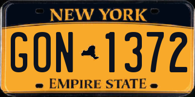 NY license plate GON1372