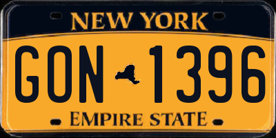 NY license plate GON1396