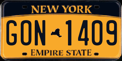 NY license plate GON1409
