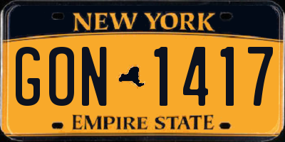 NY license plate GON1417