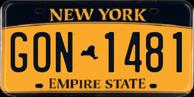 NY license plate GON1481