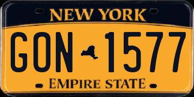 NY license plate GON1577