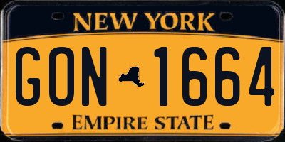 NY license plate GON1664