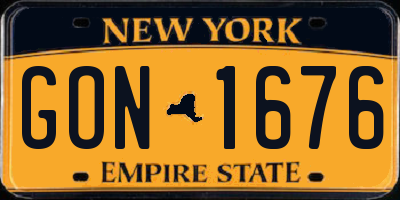 NY license plate GON1676