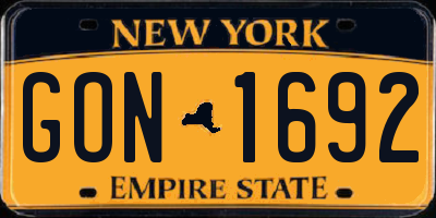 NY license plate GON1692